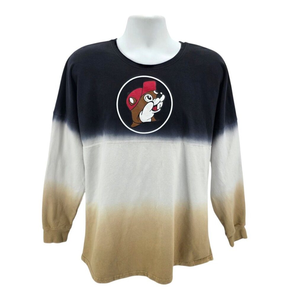 BUC-EE'S Adult Medium Shirt Dip Dye Logo Long Sleeve Black Tan Long Sleeve